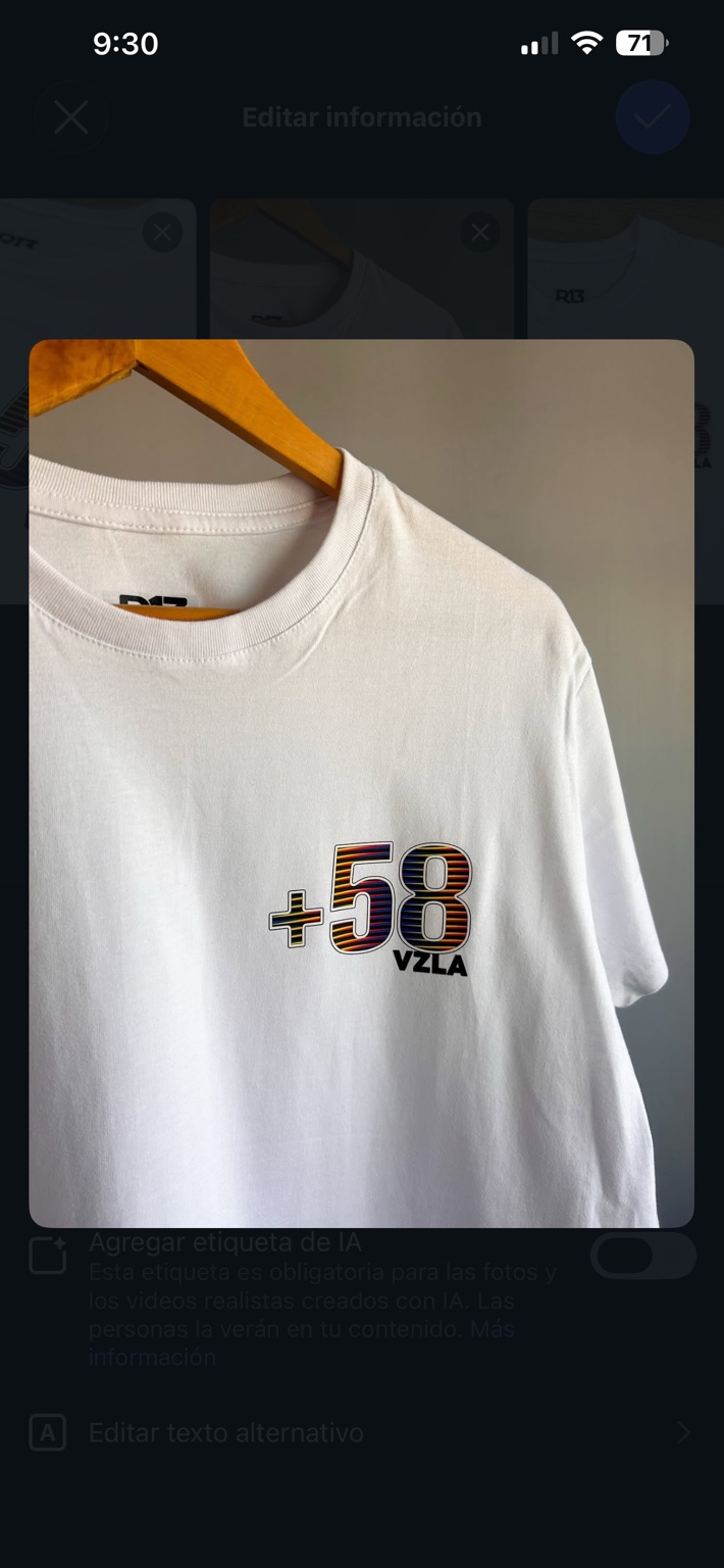 Camiseta +58 blanco con diseño VZLA en el pecho